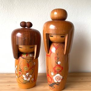 Vintage Kokeshi dolls- set of 2